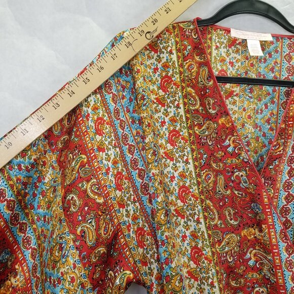 Oscar de la Renta Robe Women S/M Pink Label Paisley Loungewear Satin Knee Length - Picture 15 of 16